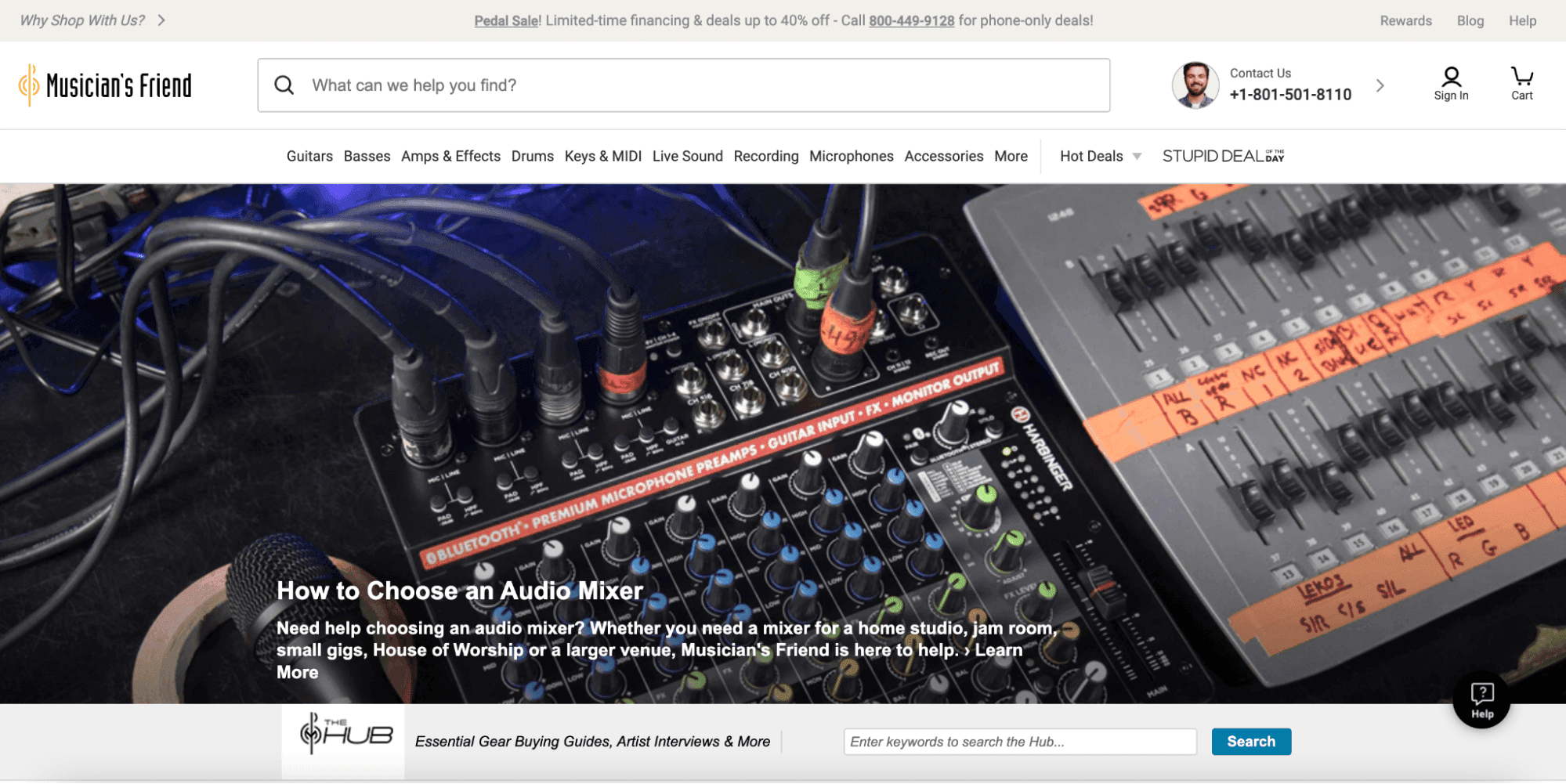 example blog post from the Musician's Friend blog: "How to Choose an Audio Mixer"