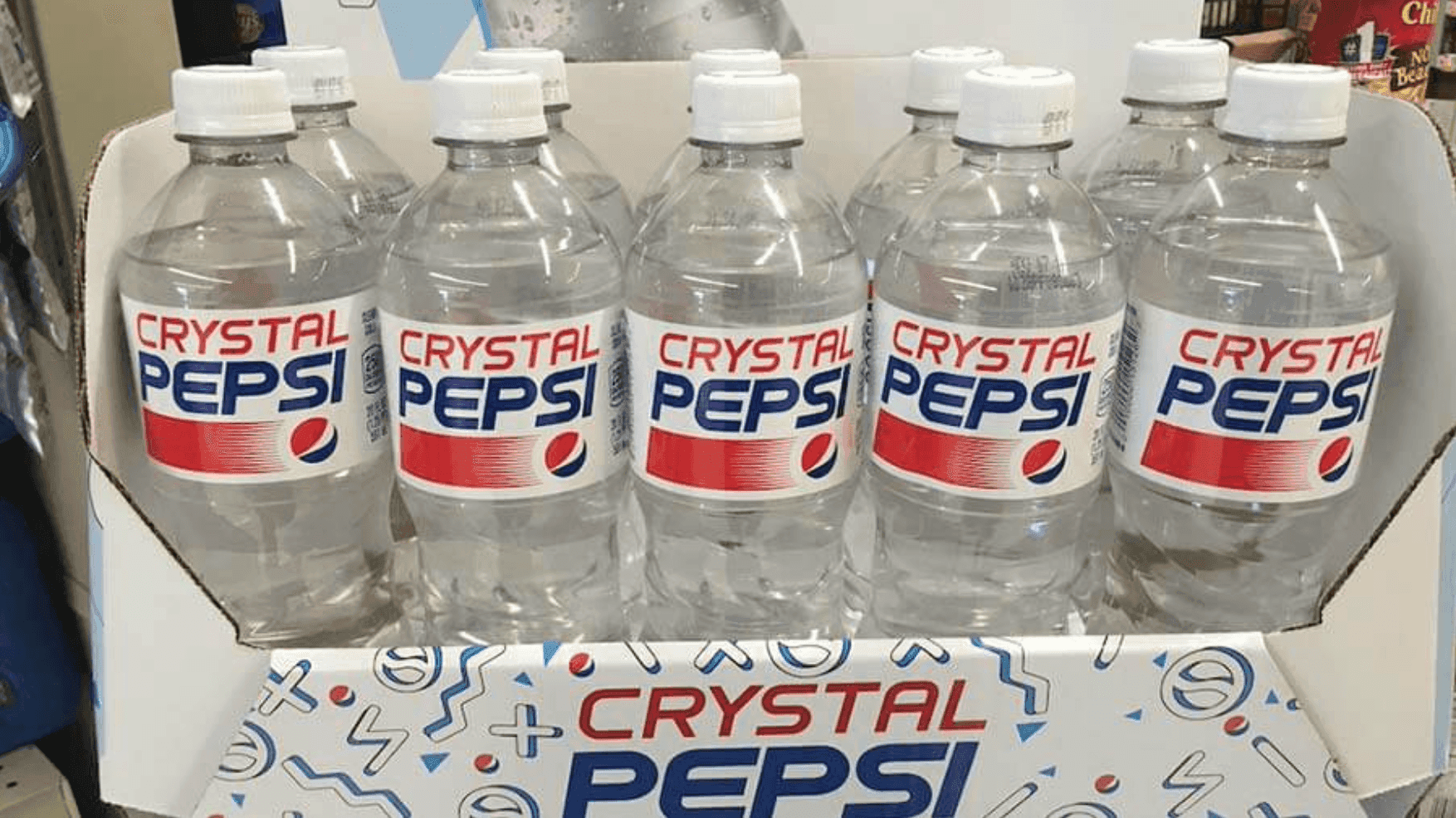 Image of a case of Crystal Pepsi