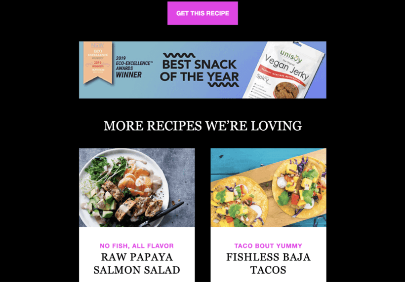 An example of a email newsletter advertisement by VegNews 