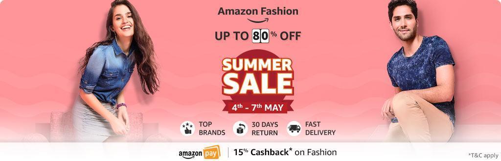 An Amazon Fashion ad, promoting a 80% Summer Sale.