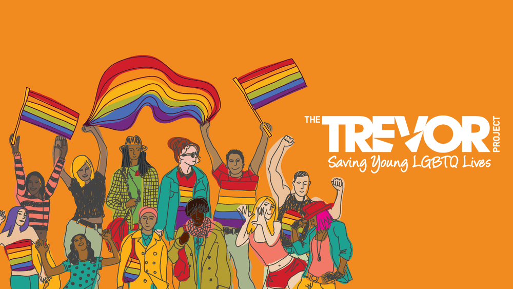 An image promoting the Trevor Project, saving young LGBTQ lives.