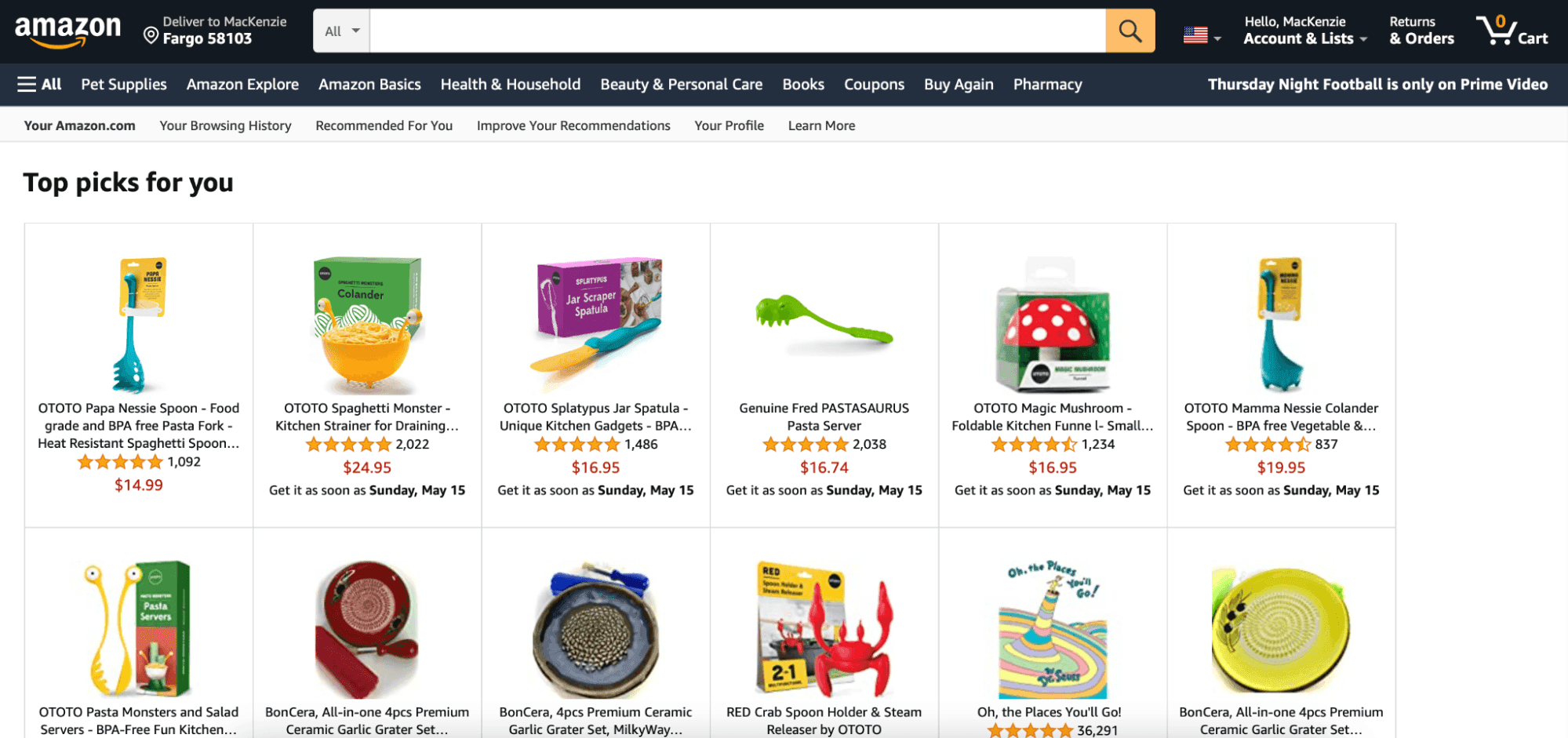 Image showcasing Amazon's personalized recommendations feature.