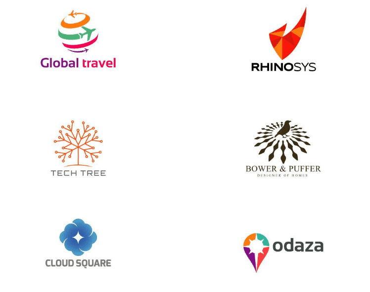 Examples of 6 brand logos.