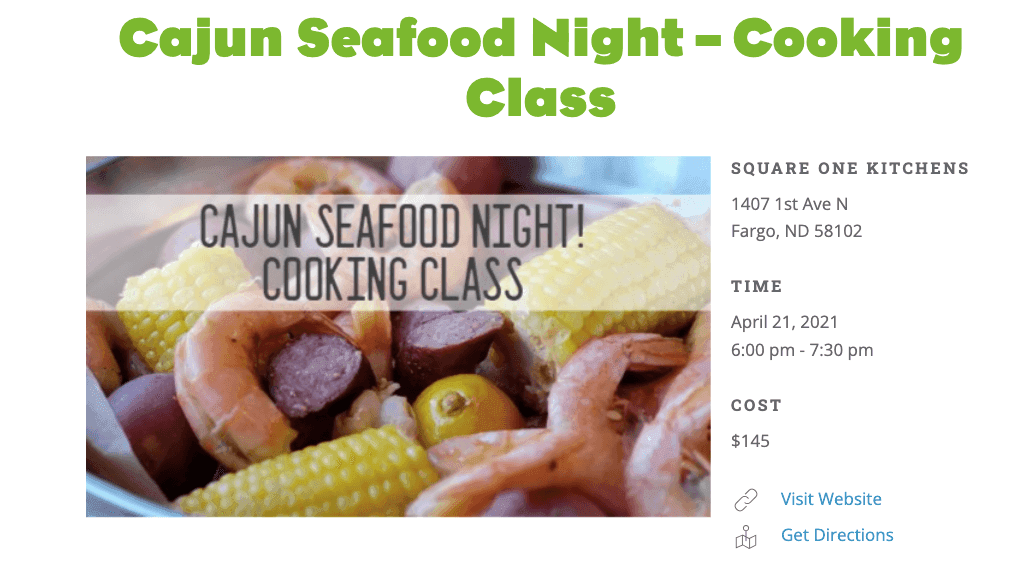 Cooking class for cajun seafood invitation