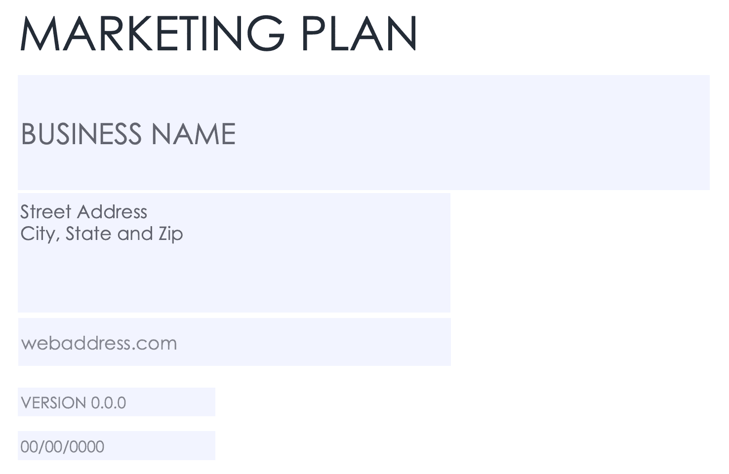 Example of a marketing plan cover page