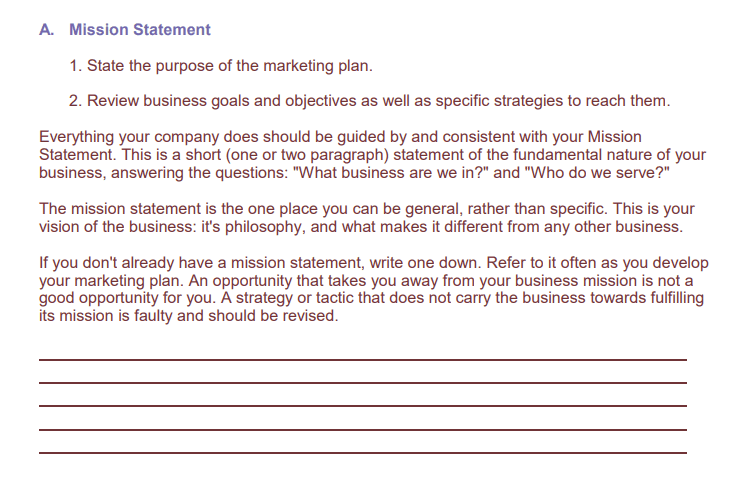 Example of a mission statement outline 
