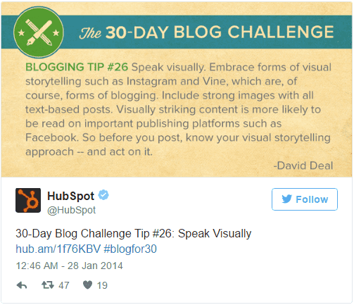 Example of a social media post from Hubspot