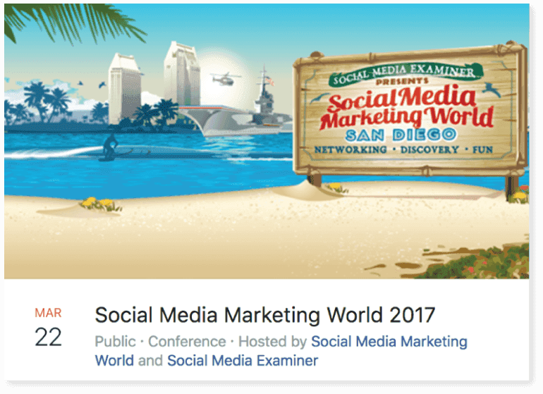 Facebook event page for Social Media Marketing World 2017