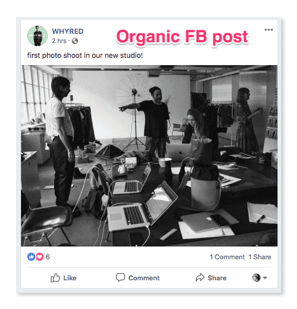 Organic Facebook post from WHYRED