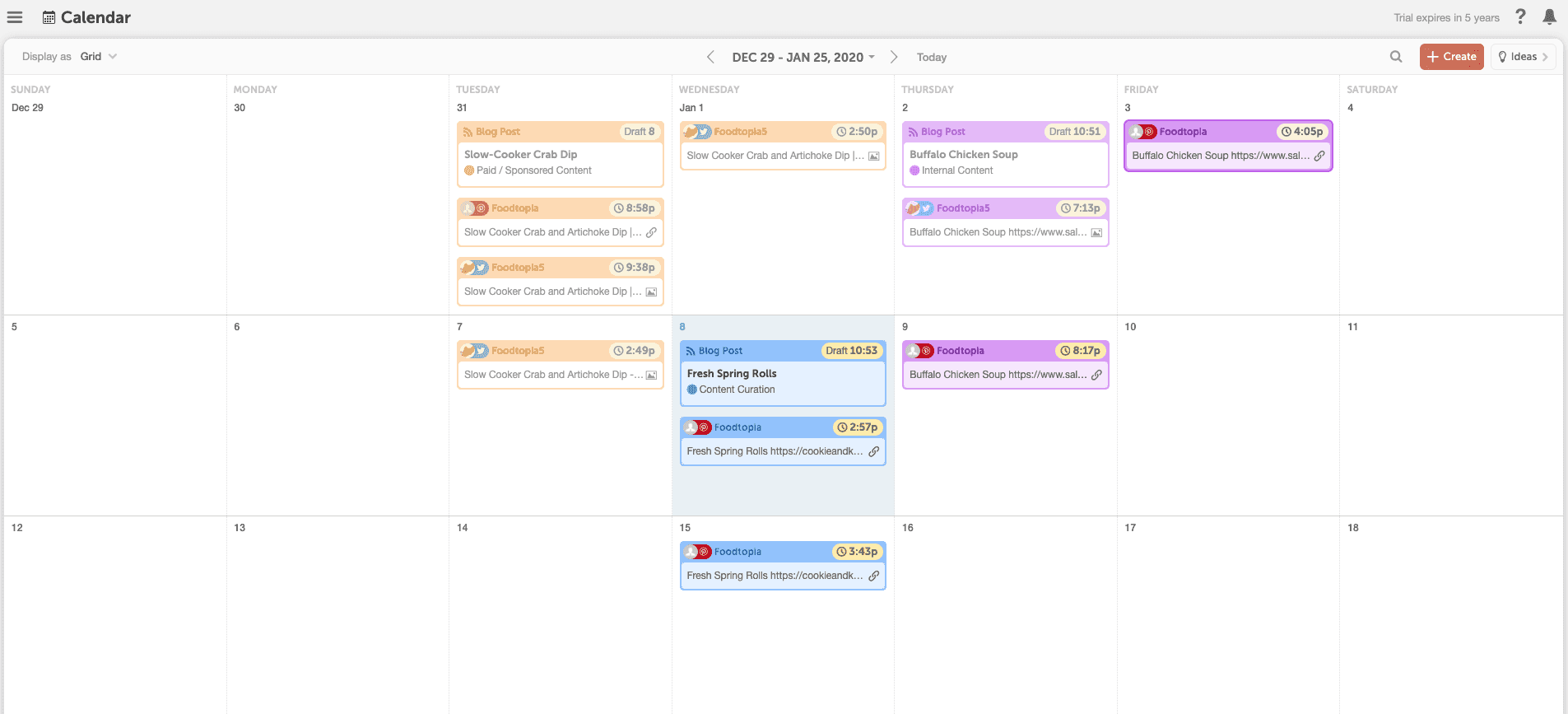 Calendar with Content type