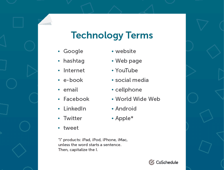 Examples of writing technology terms in AP style
