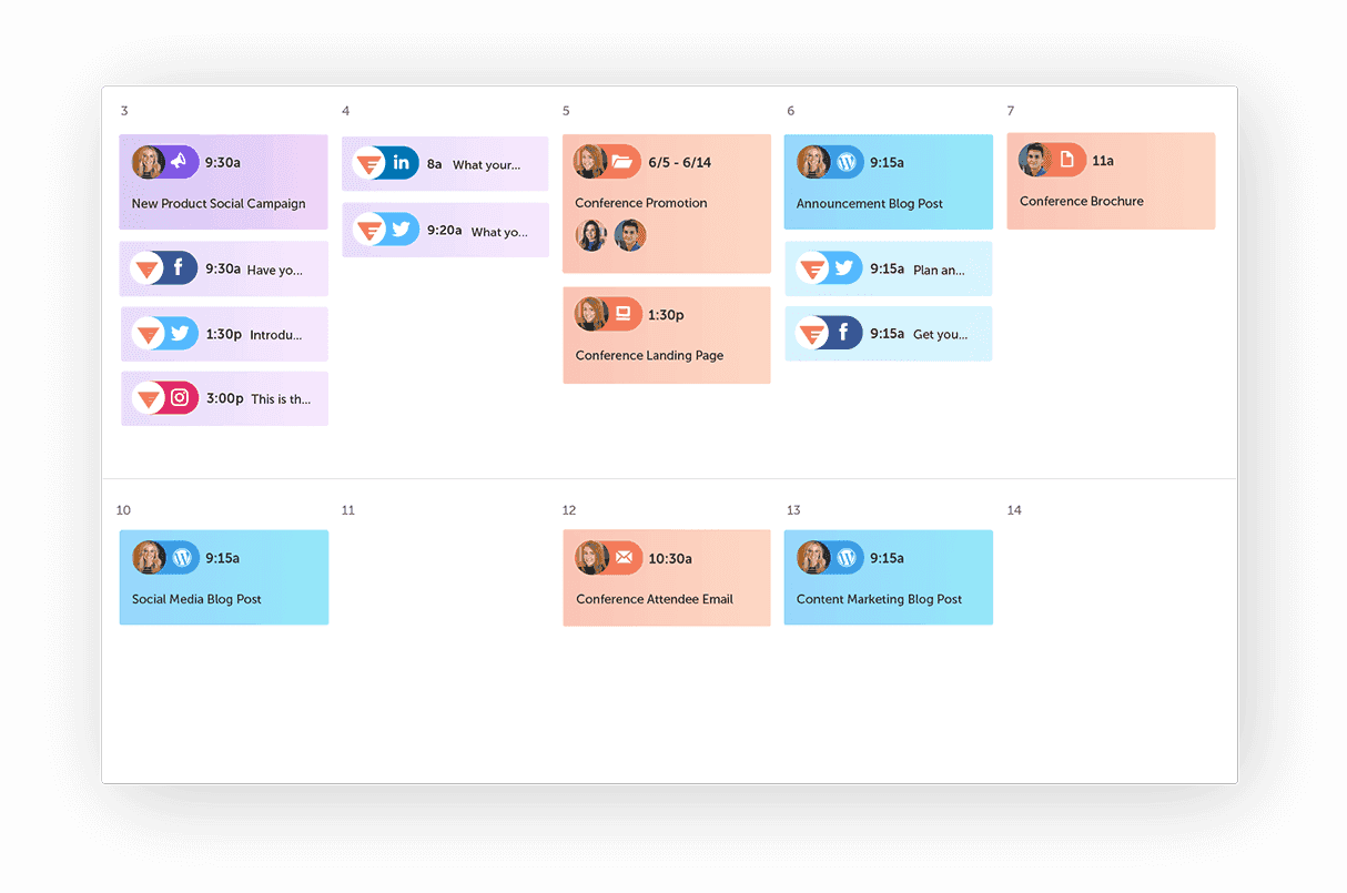 Example of calendar layout in CoSchedule Marketing Calendar