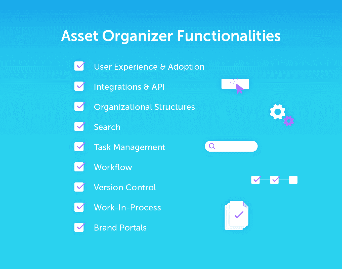 List of Asset Organizer Functionalities
