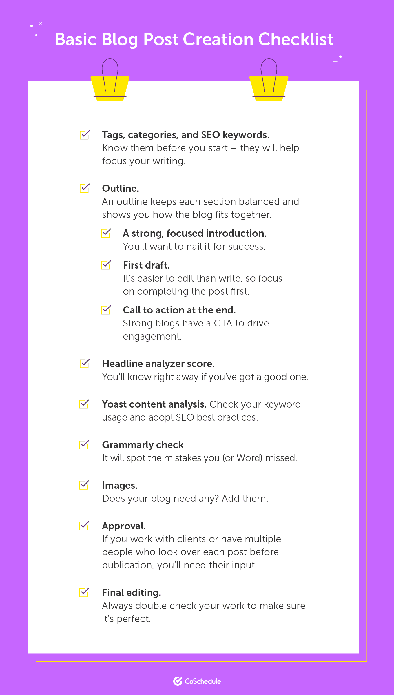 Basic Blog Post Creation Checklist