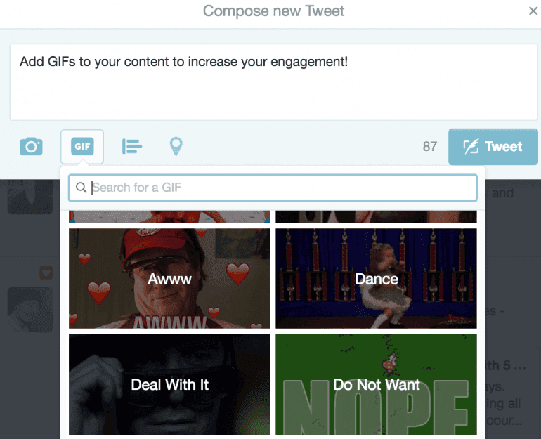 Compose new tweet window