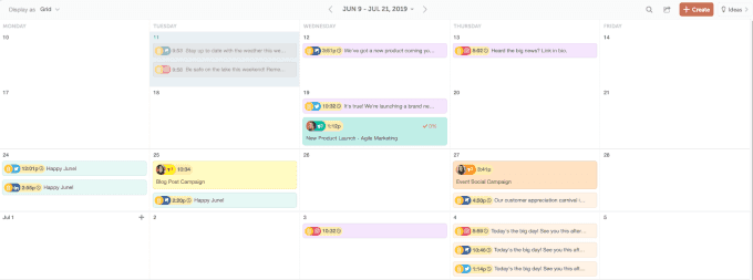 Social media calendar view in CoSchedule