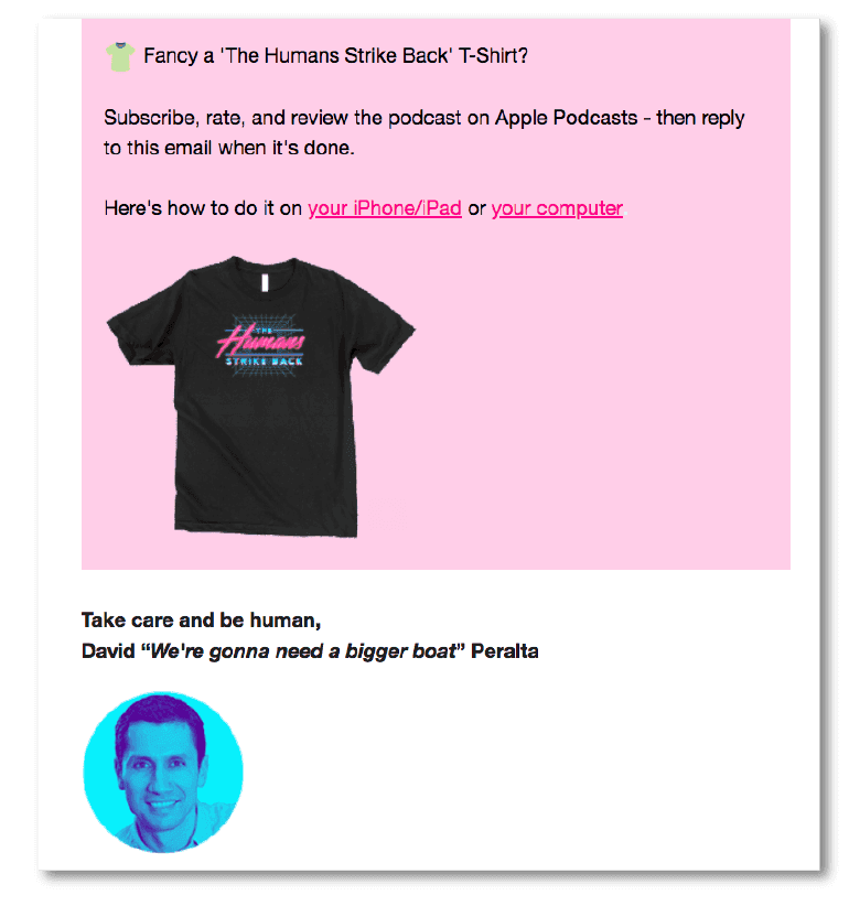 Creative use of a giveaway email CTA