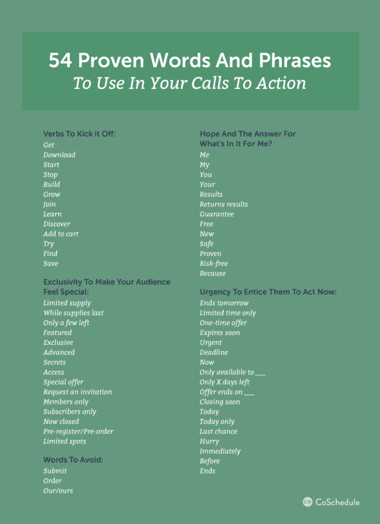 Proven Call To Action Words And Phrases