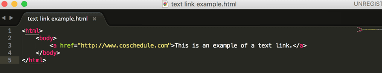 Example of a text link in HTML