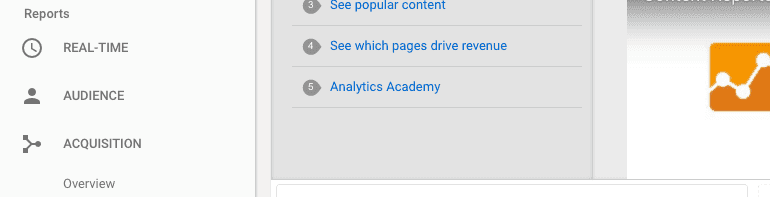 Where to find Acquisition in Google Analytics