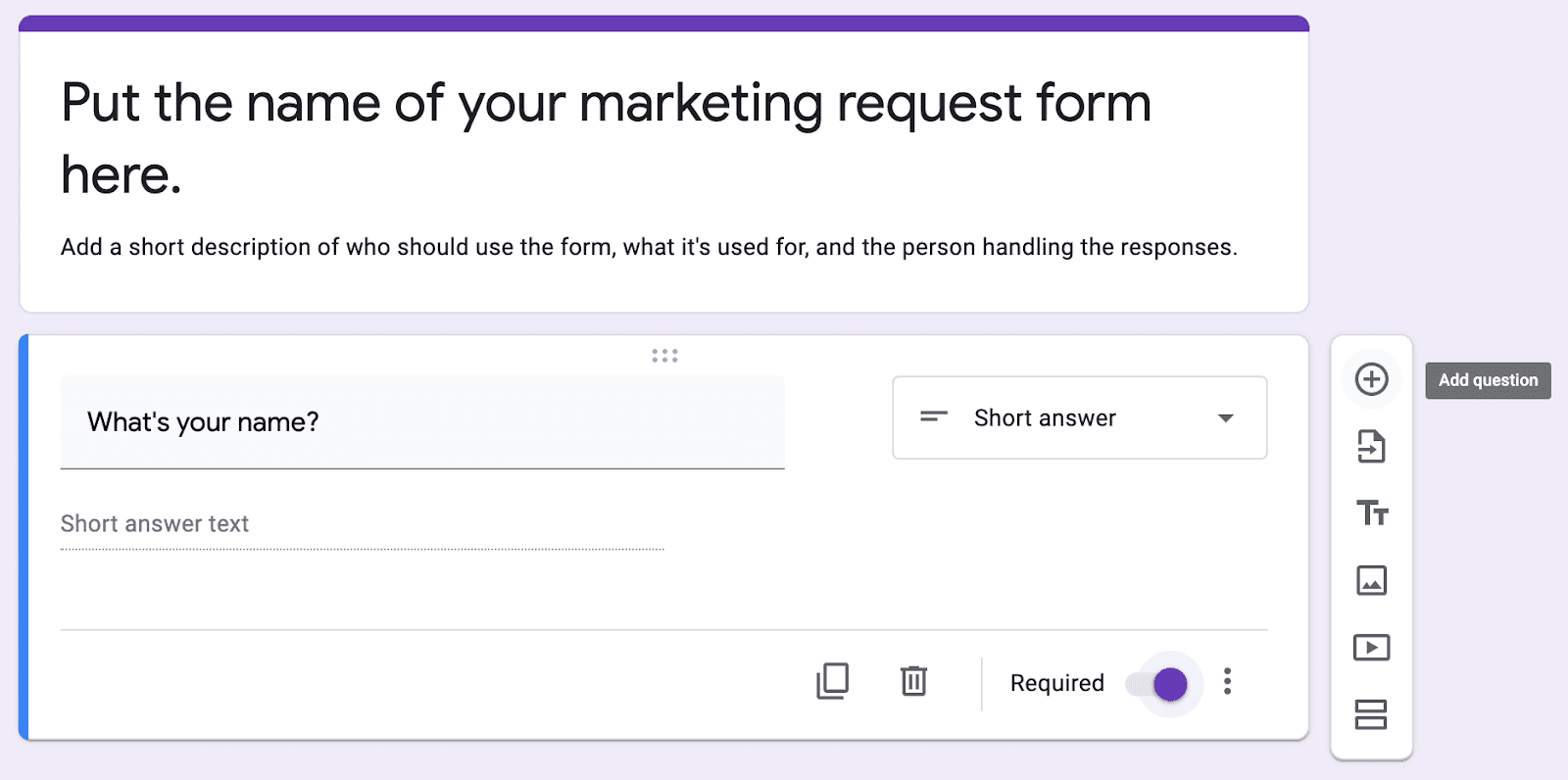 Adding a question to a Google Form