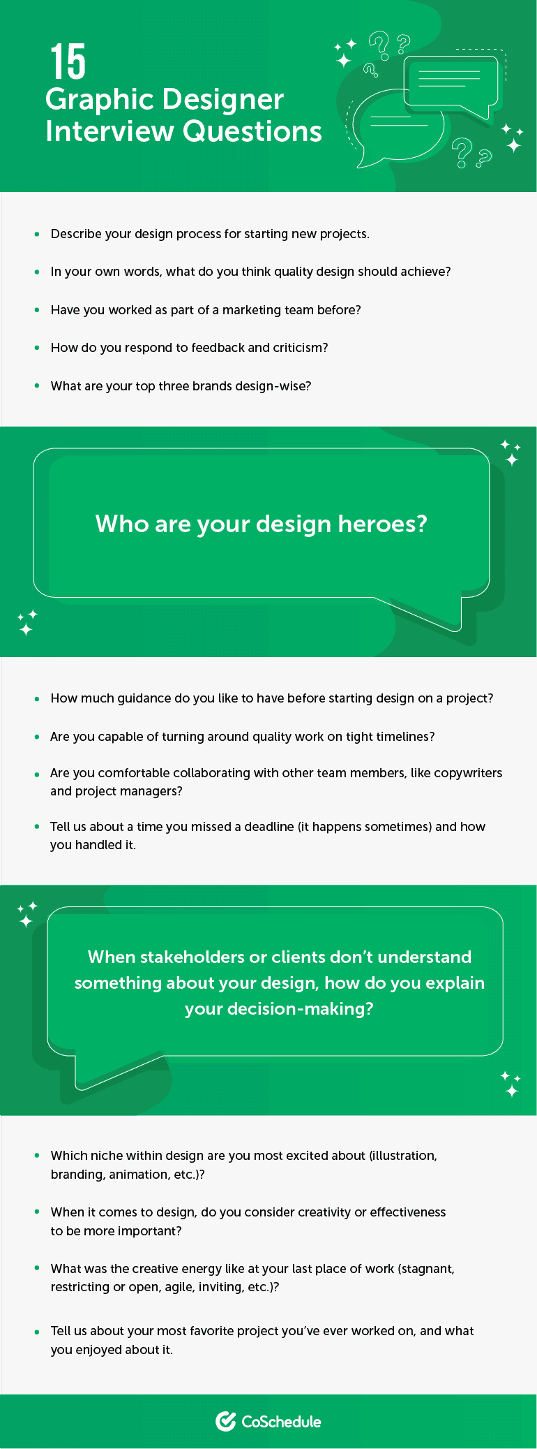 List of 15 Graphic Designer Interview Questions.
