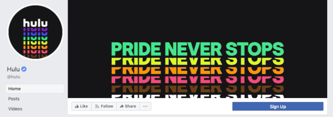 Facebook cover photo example from Hulu