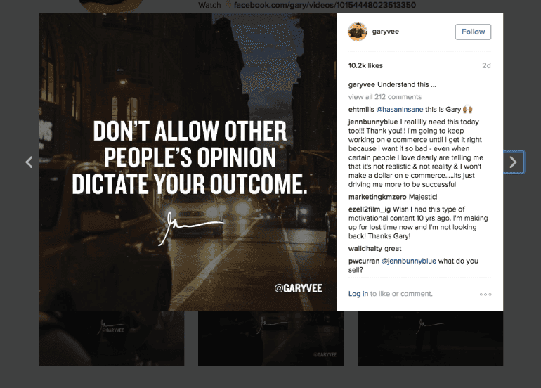 Instagram post with well-written copy