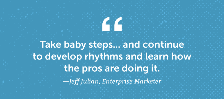 Take baby steps ... and continue to develop rhythms and learn how the pros are doing it.