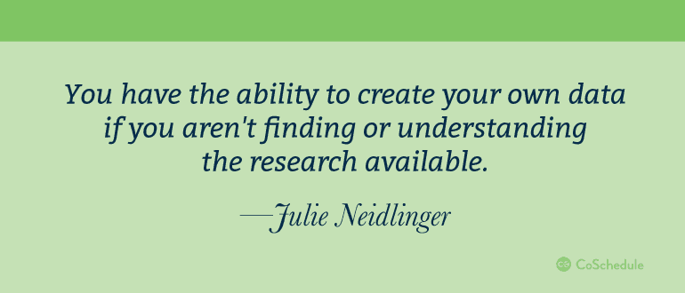 Quote from Julie Neidlinger about original research
