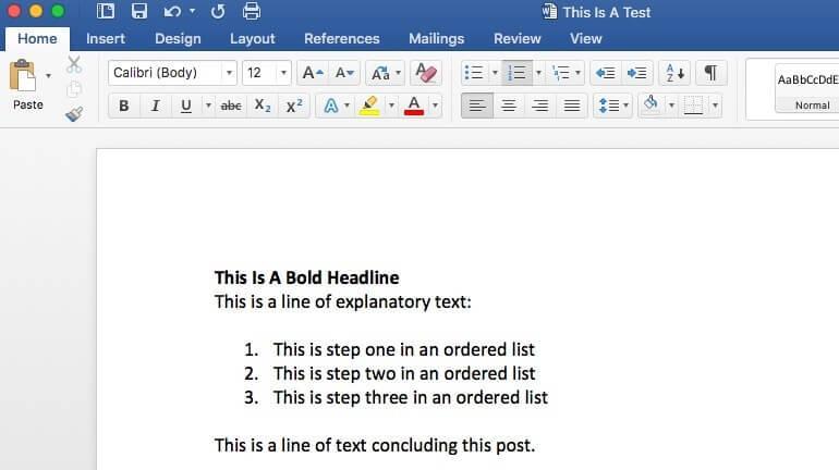 Sample Microsoft Word document