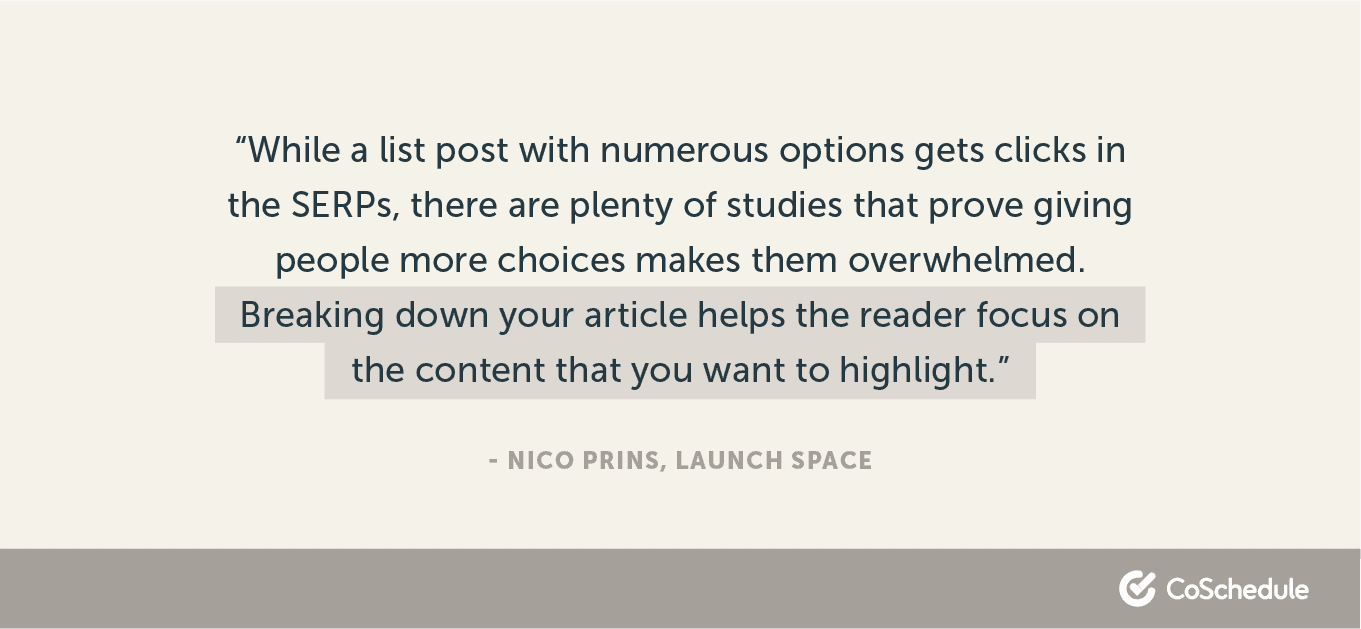Quote about TOFU content from Nico Prins
