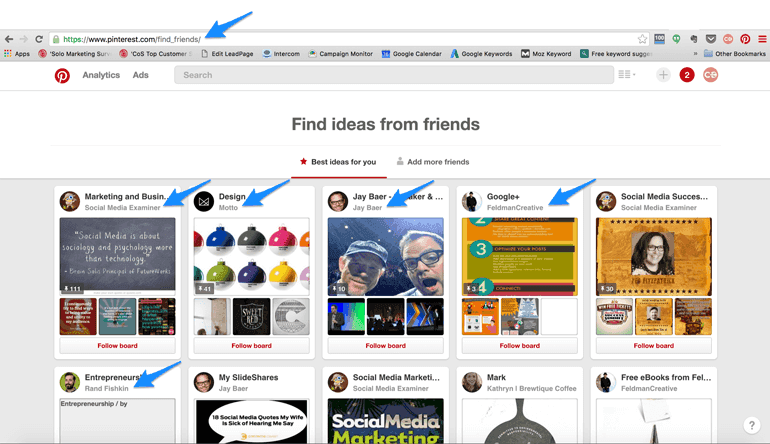 use Pinterest's Find Friends feature to get more followers