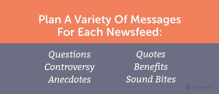 Plan a Variety of Messages for Each Newsfeed