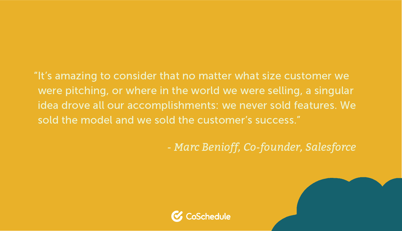 Quote from Salesforce about selling the model and the customer success