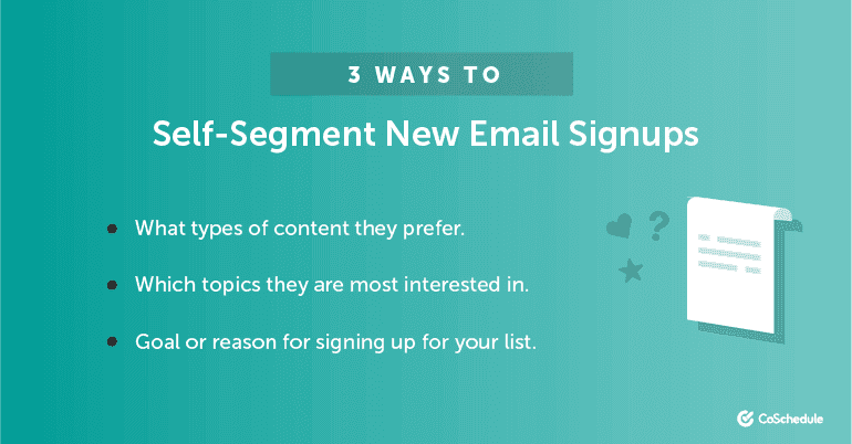 3 Ways to Self Segment Email Signups