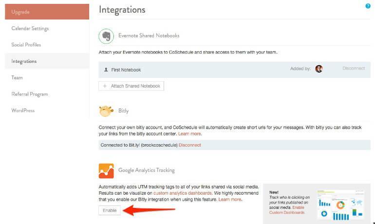 Settings and Integrations in CoSchedule
