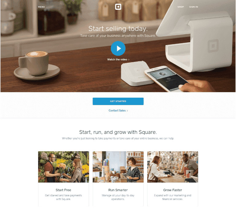Square Landing Page Example