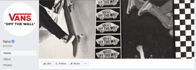 Example of a Facebook cover photo from Vans